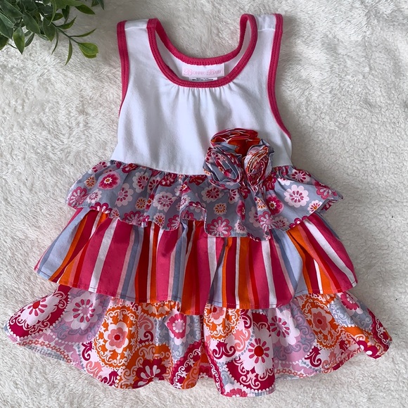 Bonnie Baby Other - Bonnie Baby Pink & Orange Tank Dress 18M EUC